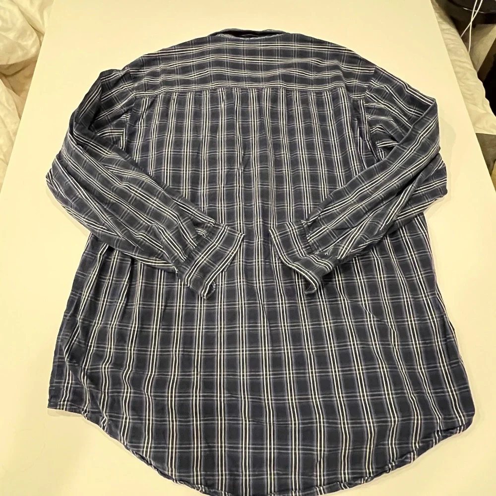 Levis Jeanswear Mens XL Navy Blue Plaid Cotton Long Sleeve Button Down Shirt